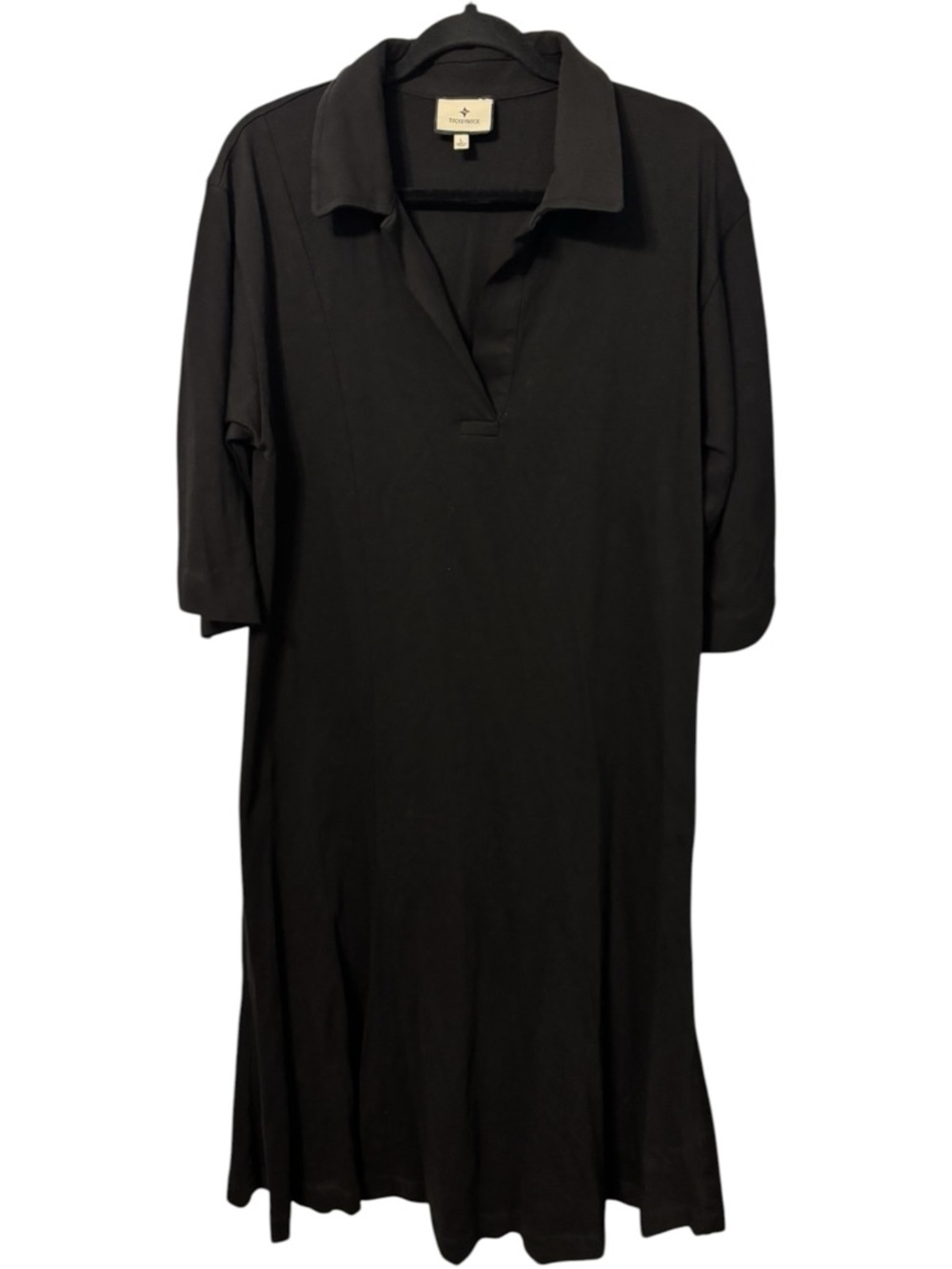 Tuckernuck Womens Black Cotton Polo Dress in Size Large